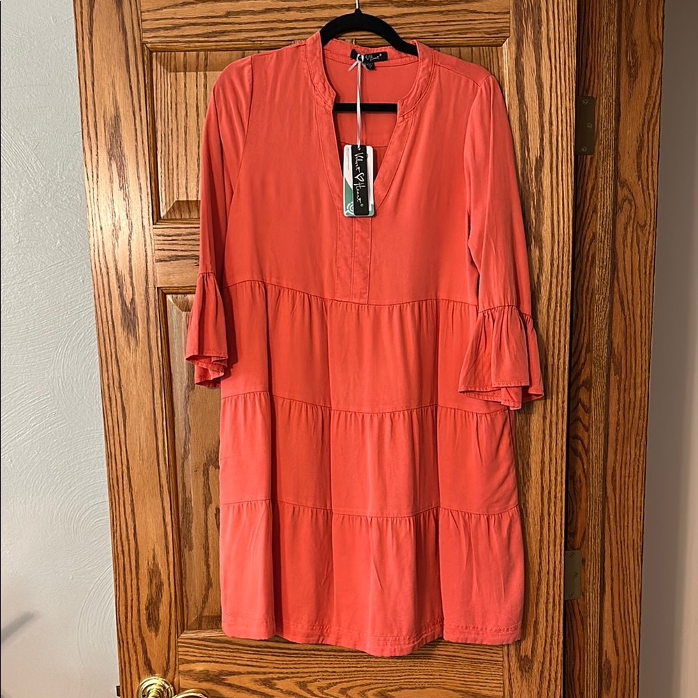 NWT; Velvet Heart Pumpkin Tiered Dress with Ruffle Sleeves